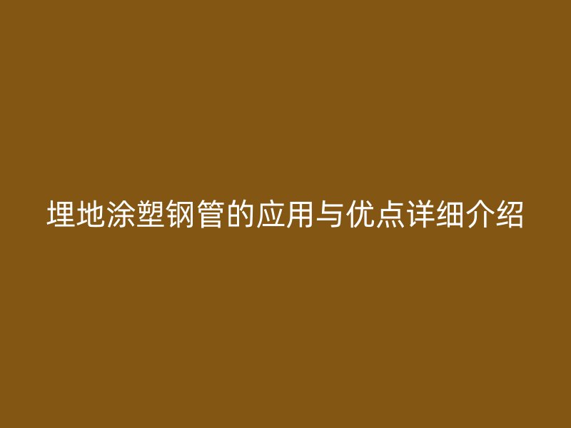 埋地涂塑鋼管的應(yīng)用與優(yōu)點詳細(xì)介紹
